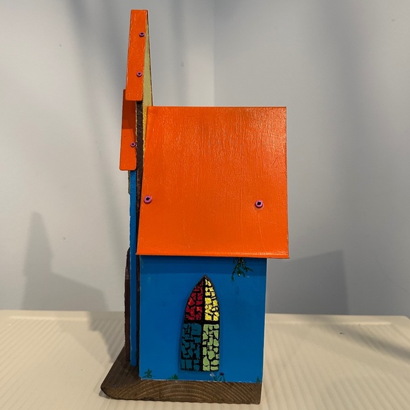 Colorful Decorative Church Birdhouse – Hand-Painted, 12" Tall - Picture 2 of 7